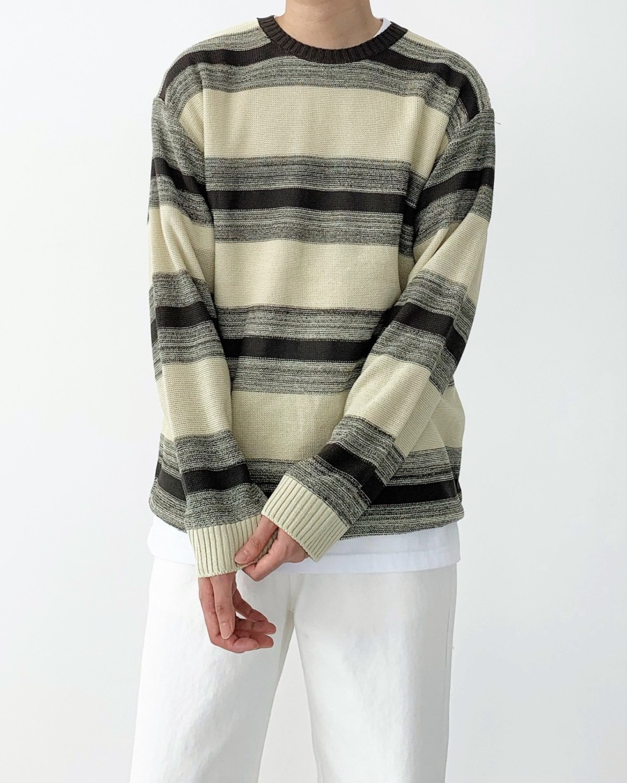 mix stripe linen knit (3color)