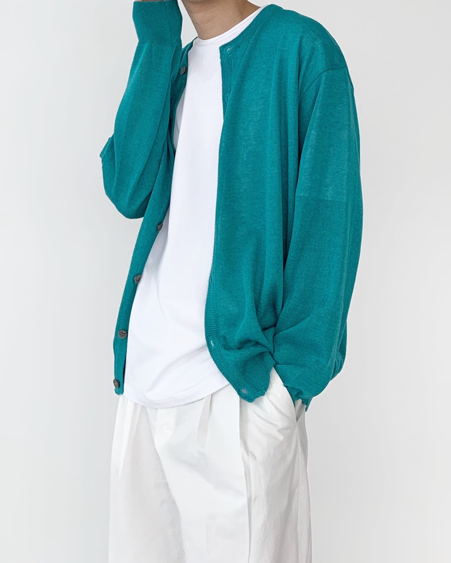 linen round cardigan (3color)