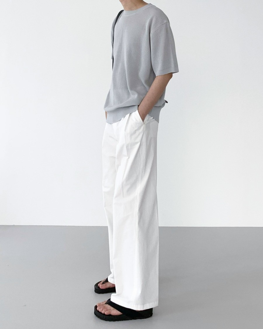 cotton pin tuck wide pants (3color)