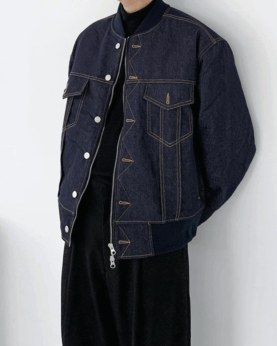 denim padding jacket (2color)