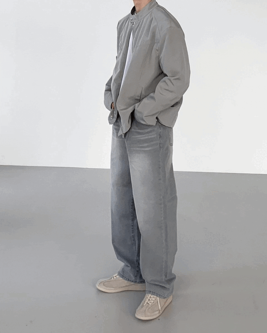 gray washed denim pants