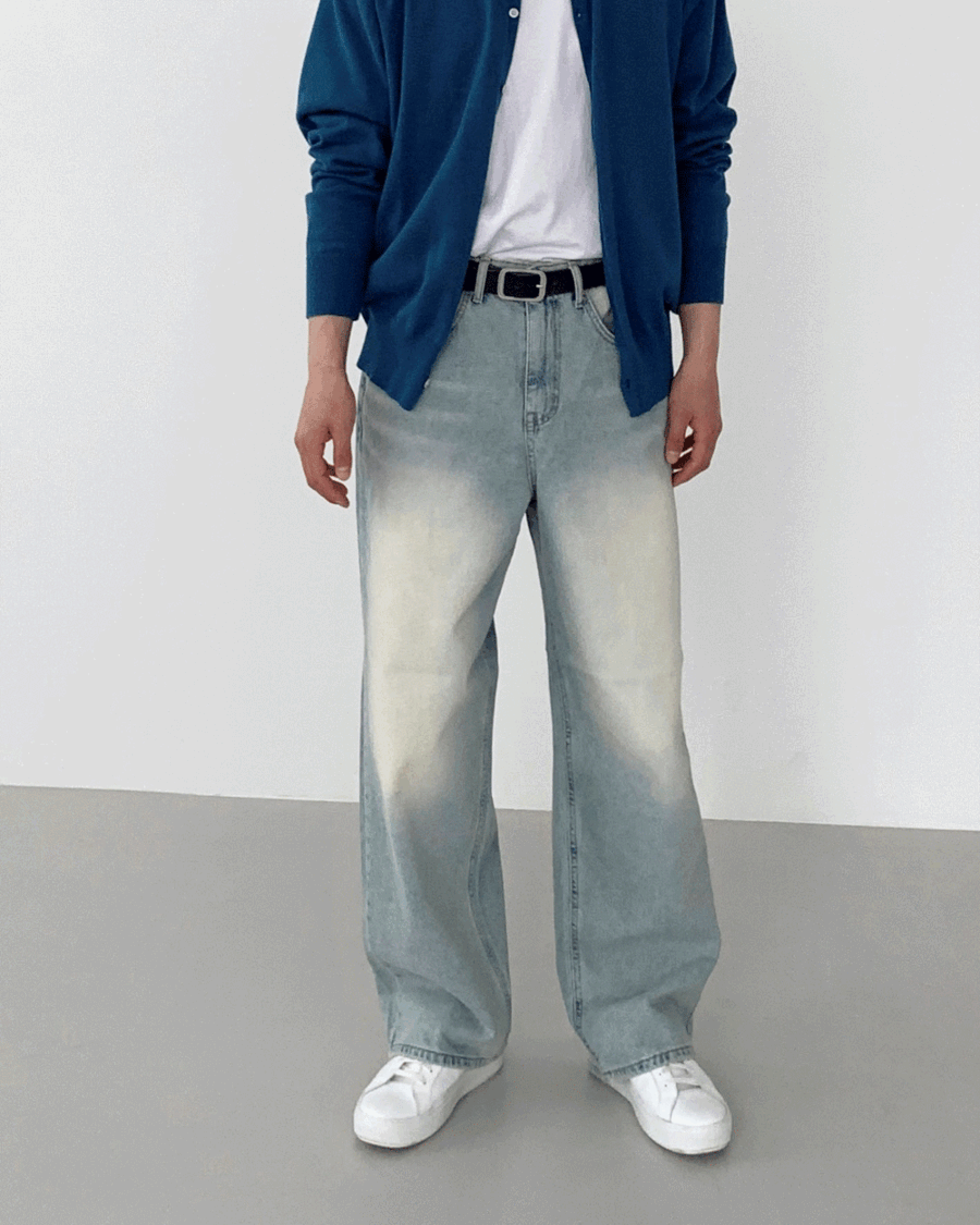 thin wide denim pants
