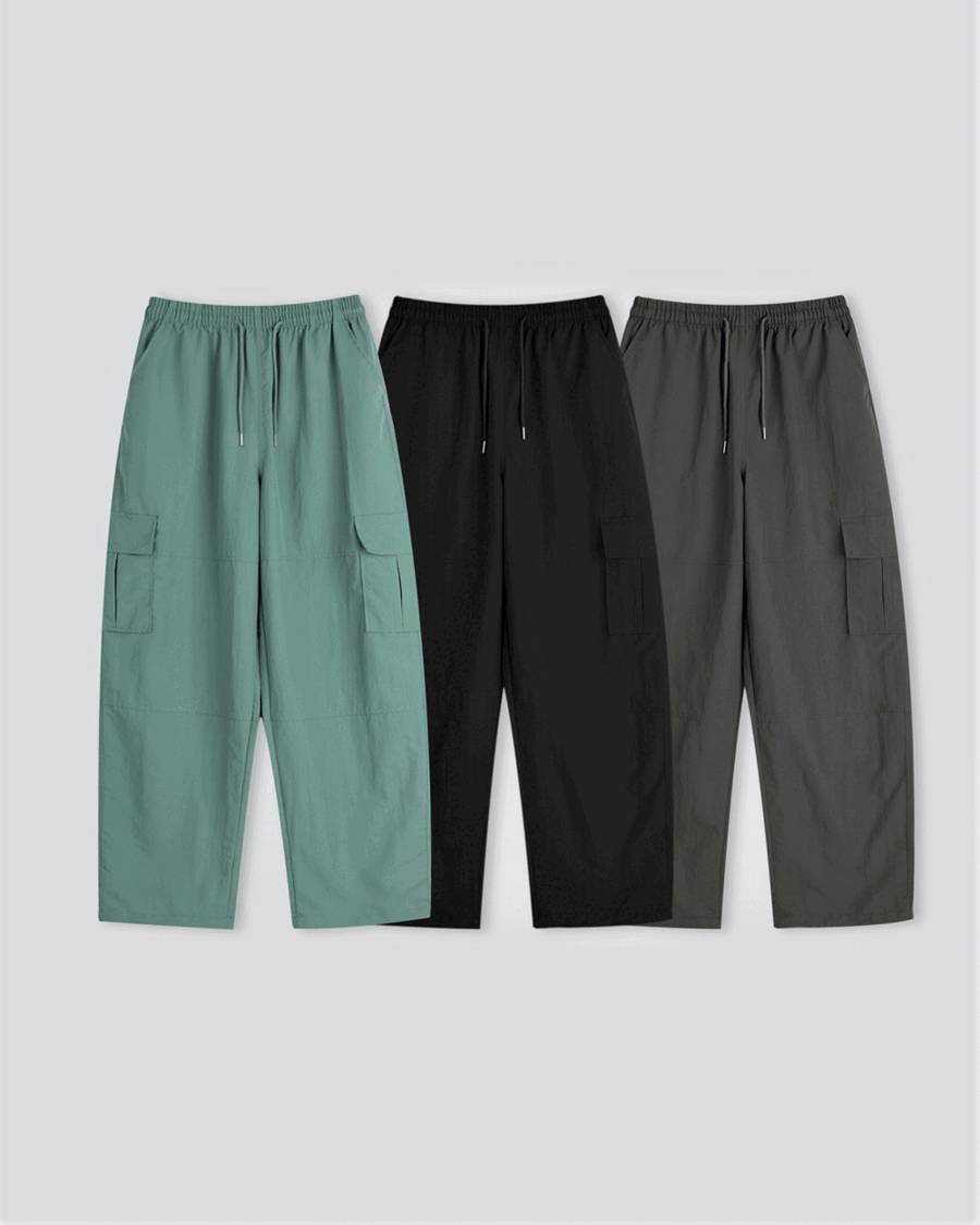 nylon cargo string pants (3color)