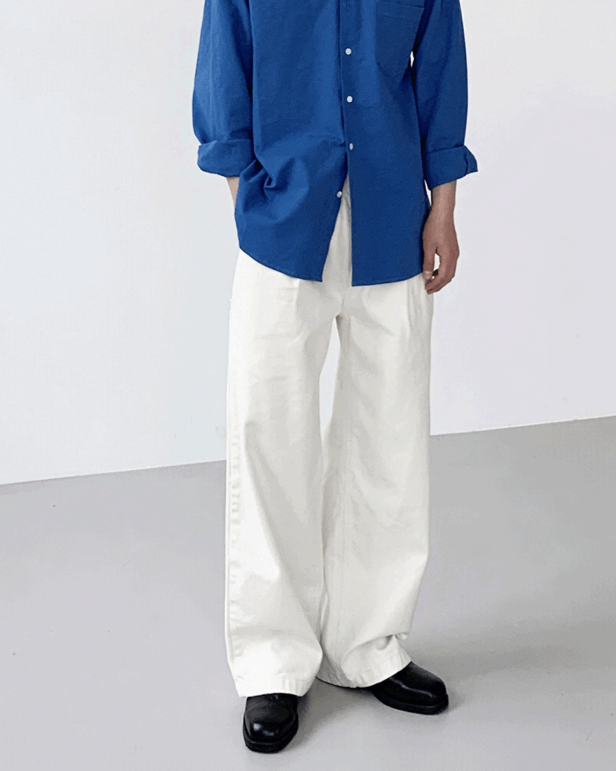 two pocket wide cotton pants (3color)