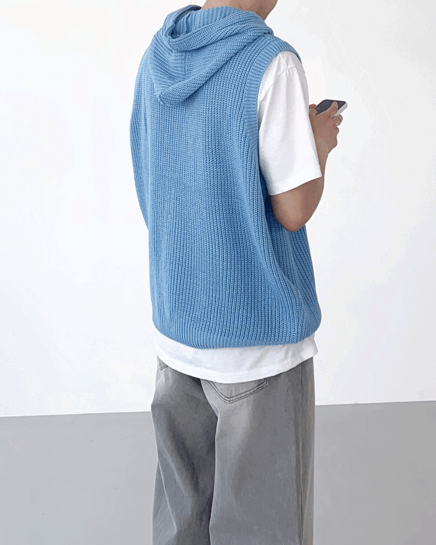 knit hoody vest (5color)