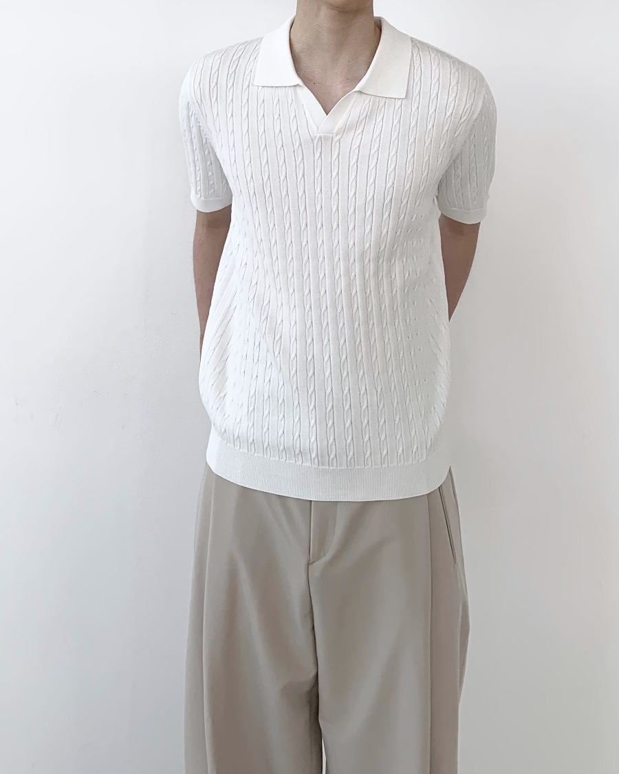 ep cable open collar half knit
